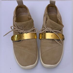 Giuseppe Zanotti Hayden Beige Top Suede Sneakers Shoes Size 39.5 Lightwe…